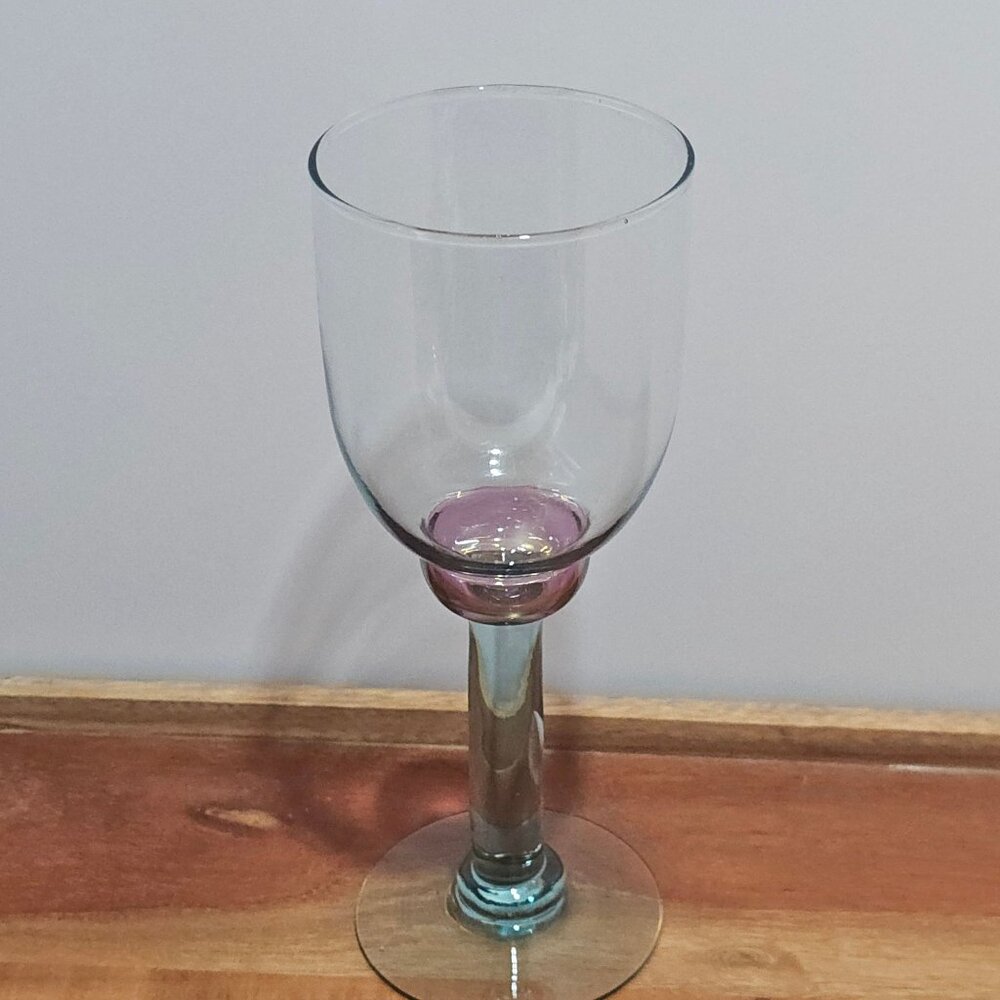 Pfaltzgraff Juniper Wine Glass 8.5" teal cranberry goblet glass 12oz - Picture 2 of 6